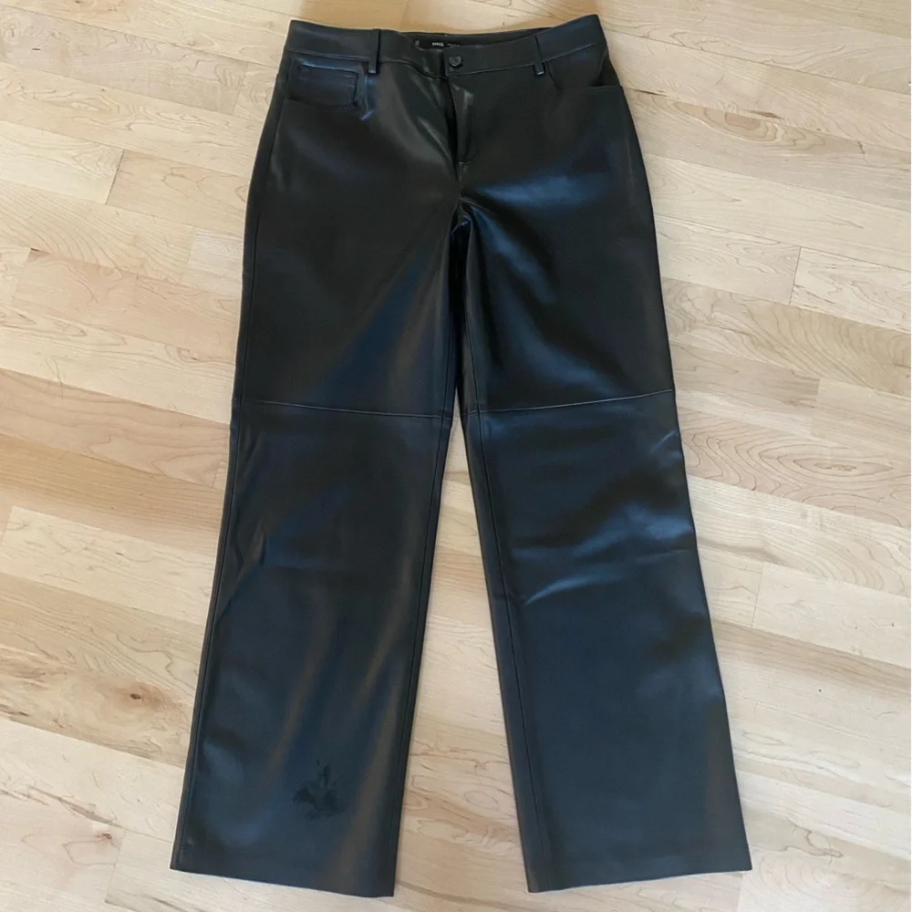 MANGO wide leg vegan leather trousers - Picture 3 of 8